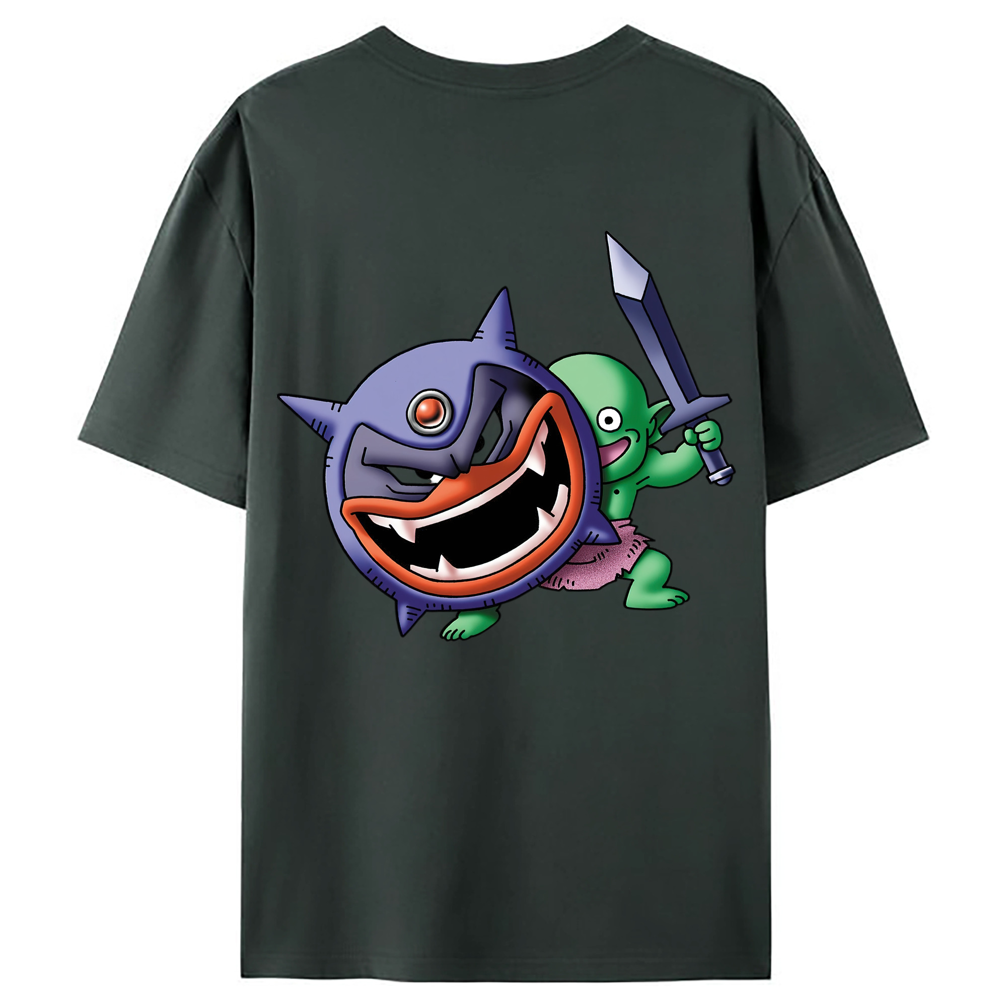 （画像用） ドラゴンクエスト Doragon Kuesuto Dragon Quest 綿100％ メンズ半袖Tシャツ（バックプリント） 通気性